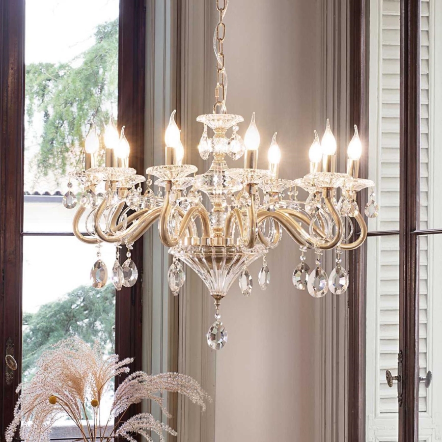 Ideal Lux - Krištáľový luster na reťazi NEGRESCO 10xE14/28W/230V pr. 85 cm zlatá