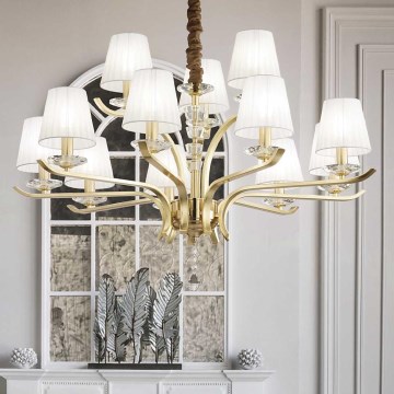 Ideal Lux - Krištáľový luster na reťazi PEGASO 12xE14/28W/230V pr. 102 cm zlatá