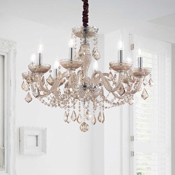 Ideal Lux - Krištáľový luster na reťazi ROSE 8xE14/40W/230V pr. 78 cm béžová