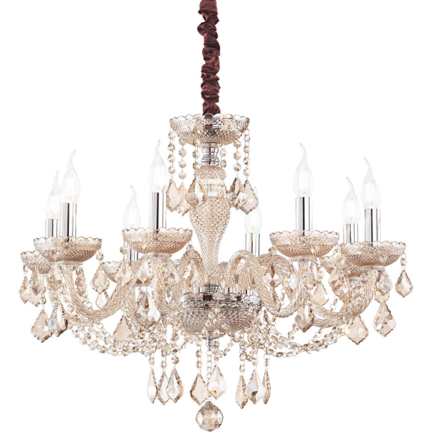 Ideal Lux - Krištáľový luster na reťazi ROSE 8xE14/40W/230V pr. 78 cm béžová