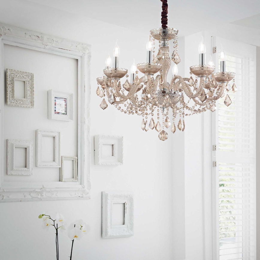 Ideal Lux - Krištáľový luster na reťazi ROSE 8xE14/40W/230V pr. 78 cm béžová