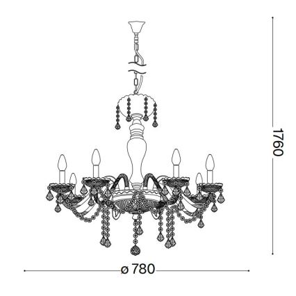 Ideal Lux - Krištáľový luster na reťazi ROSE 8xE14/40W/230V pr. 78 cm béžová