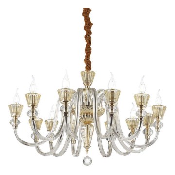 Ideal Lux - Krištáľový luster na reťazi STRAUSS 12xE14/40W/230V pr. 84,5 cm mosadz