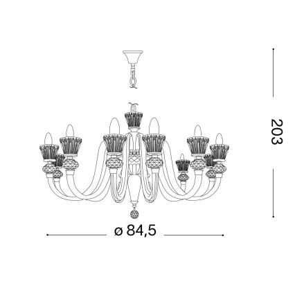 Ideal Lux - Krištáľový luster na reťazi STRAUSS 12xE14/40W/230V pr. 84,5 cm mosadz