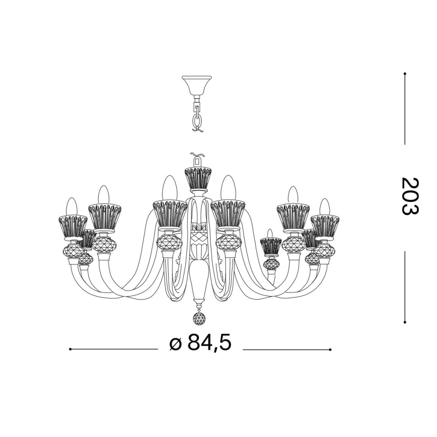 Ideal Lux - Krištáľový luster na reťazi STRAUSS 12xE14/40W/230V pr. 84,5 cm mosadz