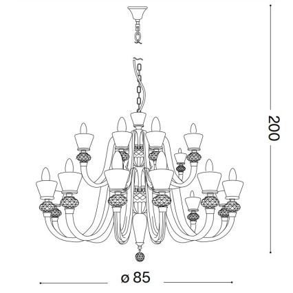 Ideal Lux - Krištáľový luster na reťazi STRAUSS 18xE14/40W/230V pr. 85 cm mosadz