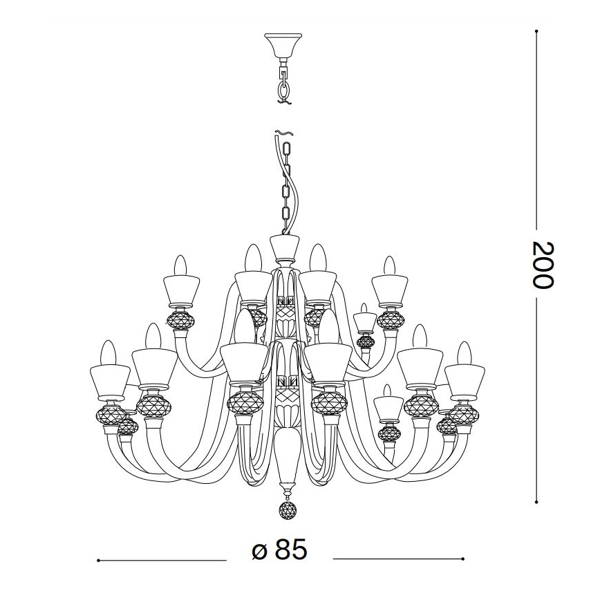 Ideal Lux - Krištáľový luster na reťazi STRAUSS 18xE14/40W/230V pr. 85 cm mosadz