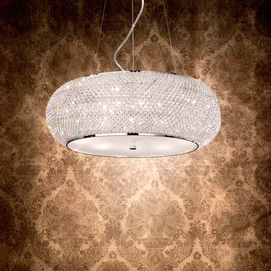 Ideal Lux - Krištáľový luster PASHA 10xE14/40W/230V pr. 55 cm lesklý chróm