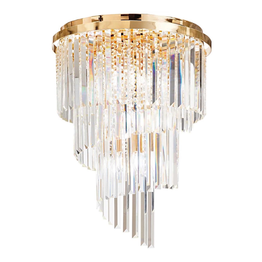 Ideal Lux - Krištáľový prisadený luster CARLTON 12xE14/40W/230V pr. 50 cm zlatá
