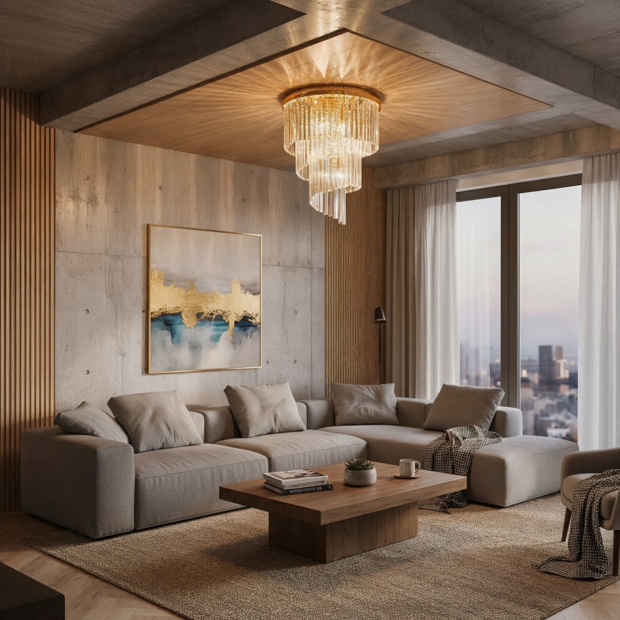 Ideal Lux - Krištáľový prisadený luster CARLTON 12xE14/40W/230V pr. 50 cm zlatá