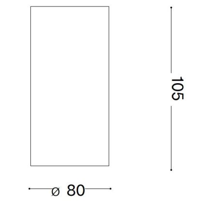 Obdĺžnikový objekt s rozmermi 80 x 105 je znázornený v čiernobielej schéme.