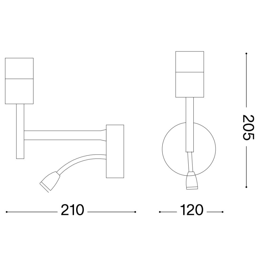 Ideal Lux - LED Flexibilný lampa s montúrou SET UP 1xE27/42W + LED/3W/230V CRI 90 USB čierna