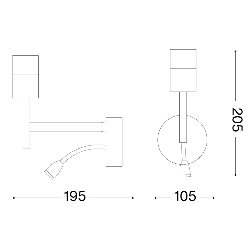 Ideal Lux - LED Flexibilná lampa s montúrou SET 1xE27/42W + LED/3W/230V CRI 90 USB zlatá