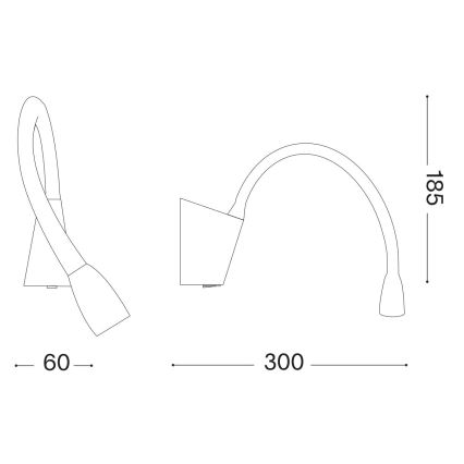 Ideal Lux - LED Flexibilná lampička GOOSE LED/3W/230V CRI 90 čierna