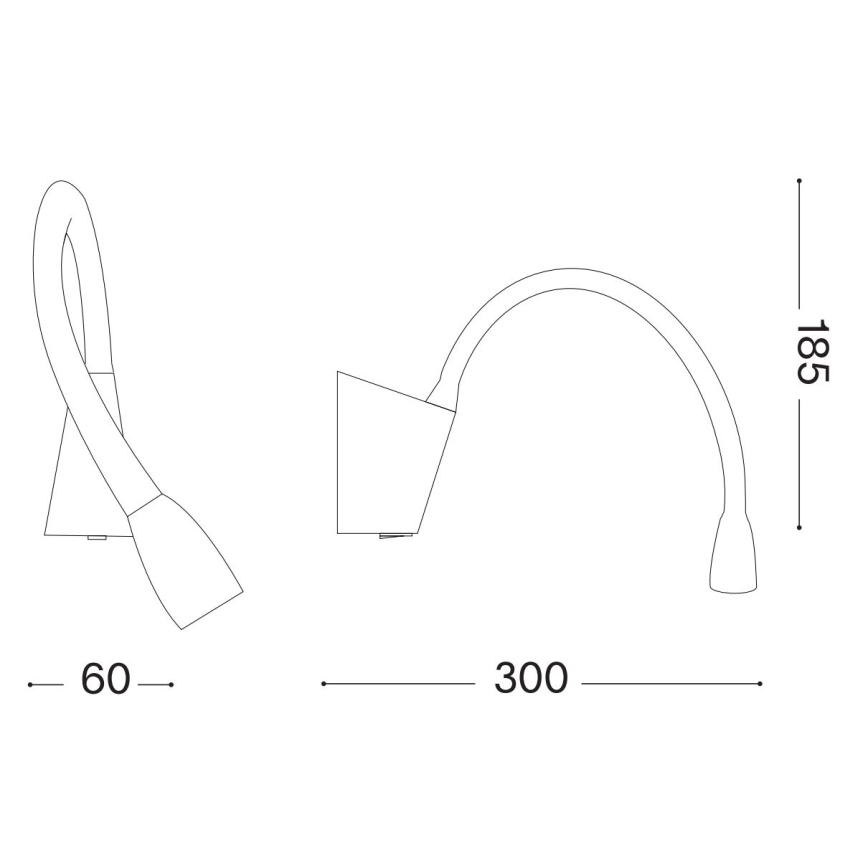 Ideal Lux - LED Flexibilná lampička GOOSE LED/3W/230V CRI 90 čierna