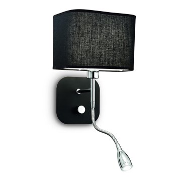 Ideal Lux - LED Flexibilná nástenná lampa 1xE14/40W/230V + LED/1W/230V čierna