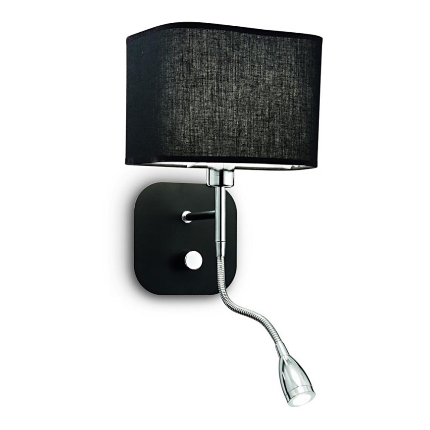Ideal Lux - LED Flexibilná nástenná lampa 1xE14/40W/230V + LED/1W/230V čierna