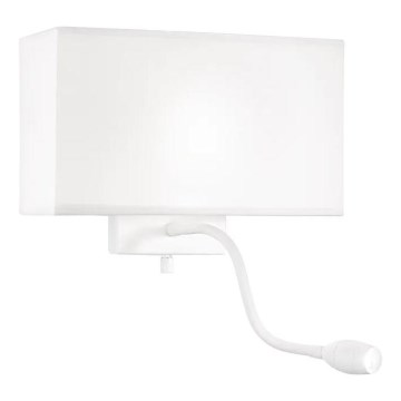Ideal Lux - LED Flexibilná nástenná lampa HOTEL 1xE27/60W/230V + LED/1,5W biela