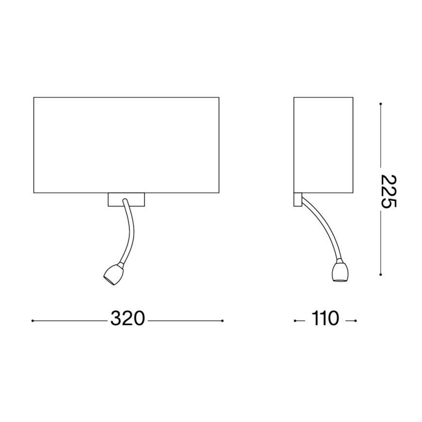 Ideal Lux - LED Flexibilná nástenná lampa HOTEL 1xE27/60W + LED/1,5W/230V