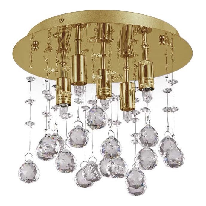Ideal Lux - LED Krištáľové stropné svietidlo MOONLIGHT 5xG9/3W/230V pr. 26 cm zlatá