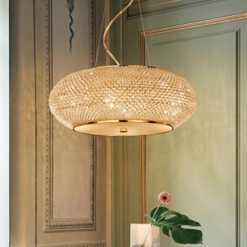 Ideal Lux - LED krištáľový luster na lankách PASHA 14xE14/40W/230V pr. 65 cm zlatý