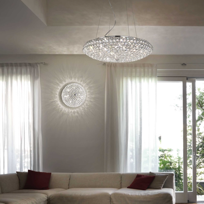 Ideal Lux - LED Krištáľový luster na lanku KING 12xG9/3W/230V pr. 65 cm lesklý chróm