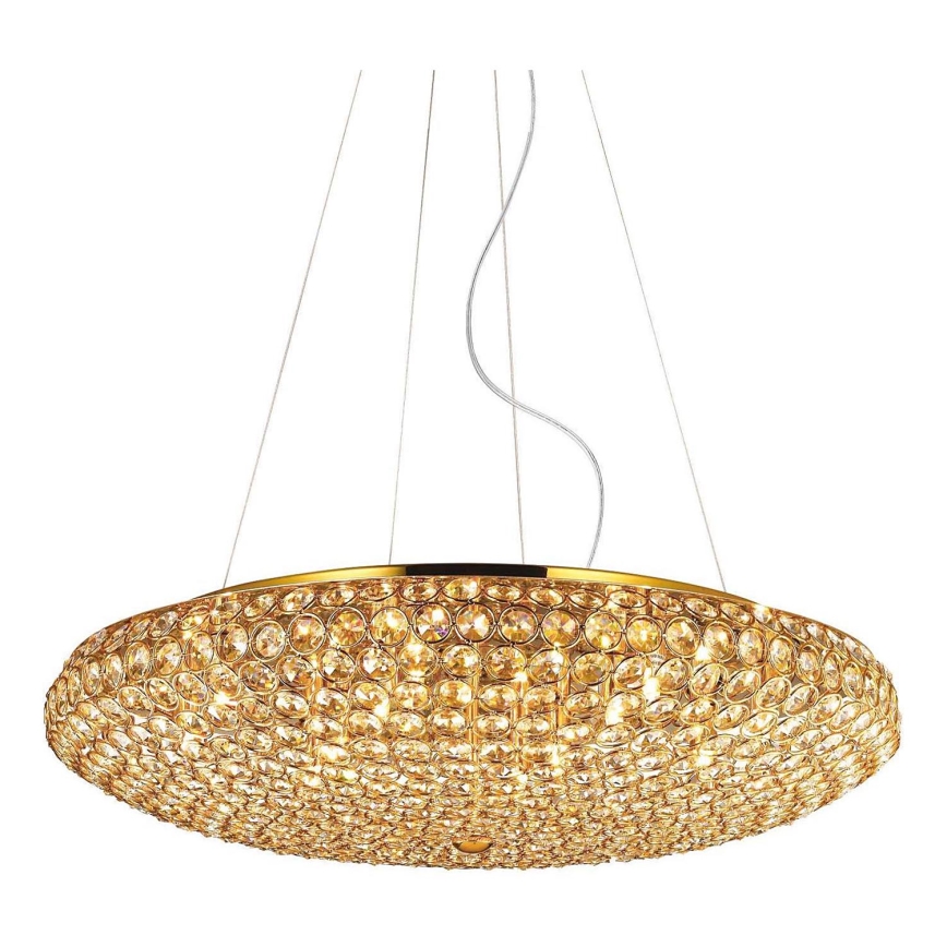Ideal Lux - LED Krištáľový luster na lanku KING 12xG9/3W/230V pr. 65 cm zlatá