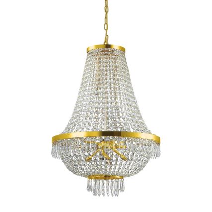 Ideal Lux - LED Krištáľový luster na reťazi CAESAR 12xG9/3W/230V pr. 55 cm zlatá