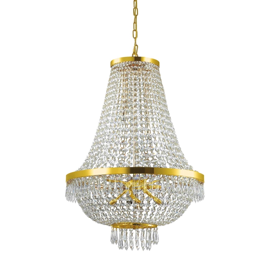 Ideal Lux - LED Krištáľový luster na reťazi CAESAR 12xG9/3W/230V pr. 55 cm zlatá