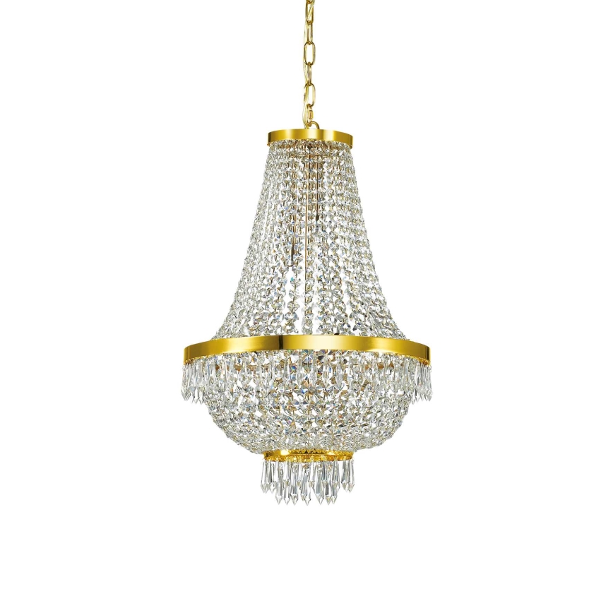 Ideal Lux - LED Krištáľový luster na reťazi CAESAR 9xG9/3W/230V pr. 45 cm zlatá