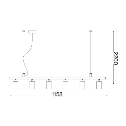 Ideal Lux - LED luster na lane DYNAMITE 6xGU10/7W/230V CRI 90 čierny