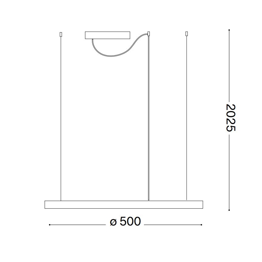Závesné svietidlo s dlhým obdĺžnikovým tienidlom visí z troch káblov. Tienidlo je doplnené o menšie, pripevnené svetlo na ohybnom ramene. Rozmery: dĺžka tienidla 500 mm, celková výška 2025 mm.