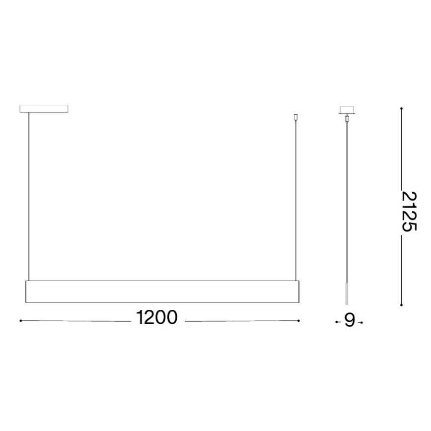 Ideal Lux - LED luster na lane STEEL LED/24W/230V 3000K CRI 90 120 cm čierna