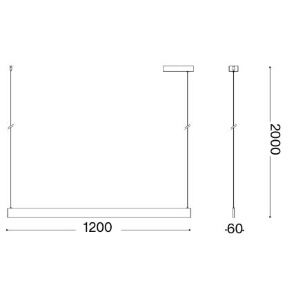 Ideal Lux - LED luster na lankách DESK WIDE LED/36W/230V CRI 90 120 cm čierny