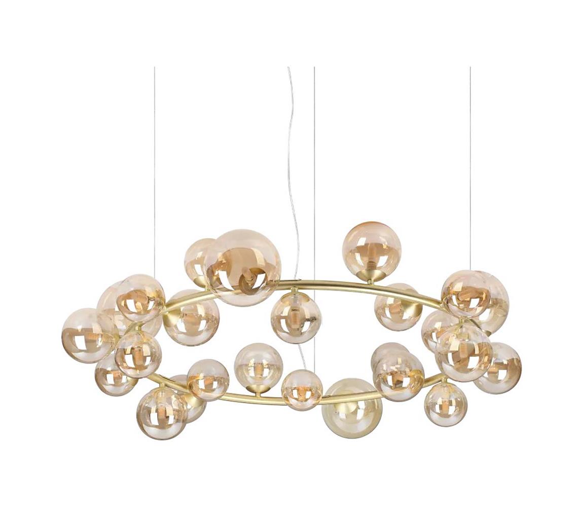 Ideal Lux - LED luster na lankách PERLAGE 25xG9/3W/230V 110 cm zlatá/dymovo-béžová 370583