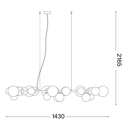 Ideal Lux - LED luster na lankách PERLAGE 30xG9/3W/230V 143 cm zlatá/biela