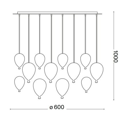 Ideal Lux - LED Luster na lanku CLOWN 12xG9/3W/230V pr. 60 cm pestrofarebná