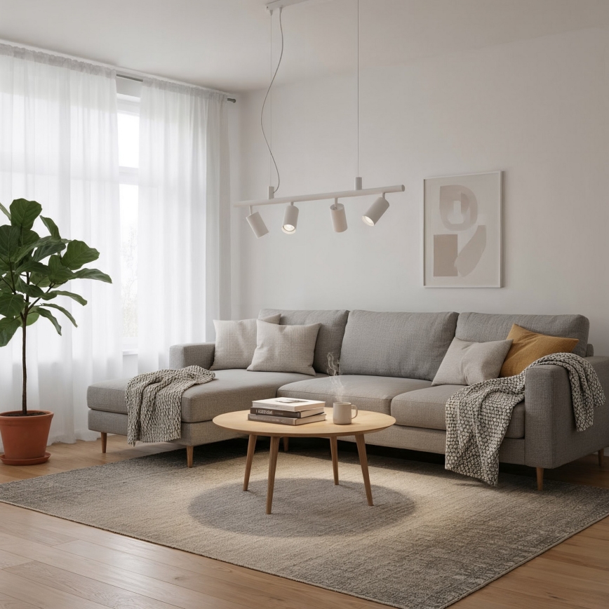 Ideal Lux - LED Luster na lanku DYNAMITE 4xGU10/7W/230V CRI 90 biela