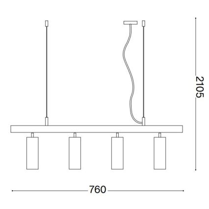 Ideal Lux - LED Luster na lanku DYNAMITE 4xGU10/7W/230V CRI 90 čierna/mosadz