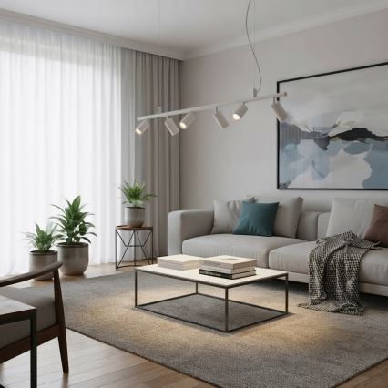 Ideal Lux - LED Luster na lanku DYNAMITE 6xGU10/7W/230V CRI 90 biela