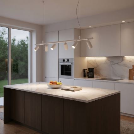 Ideal Lux - LED Luster na lanku DYNAMITE 6xGU10/7W/230V CRI 90 biela