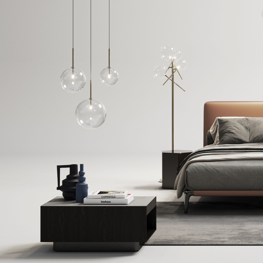 Ideal Lux - LED Luster na lanku EQUINOXE 1xG4/2W/230V pr. 15 cm mosadz/číra