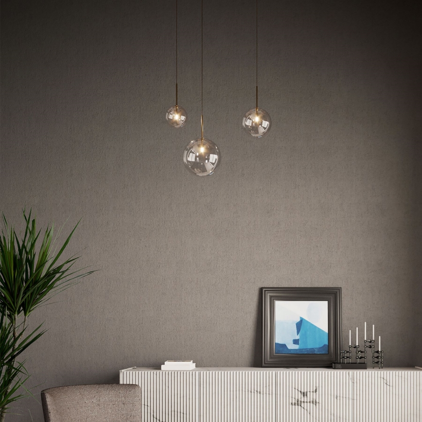 Ideal Lux - LED Luster na lanku EQUINOXE 1xG4/2W/230V pr. 15 cm mosadz/číra