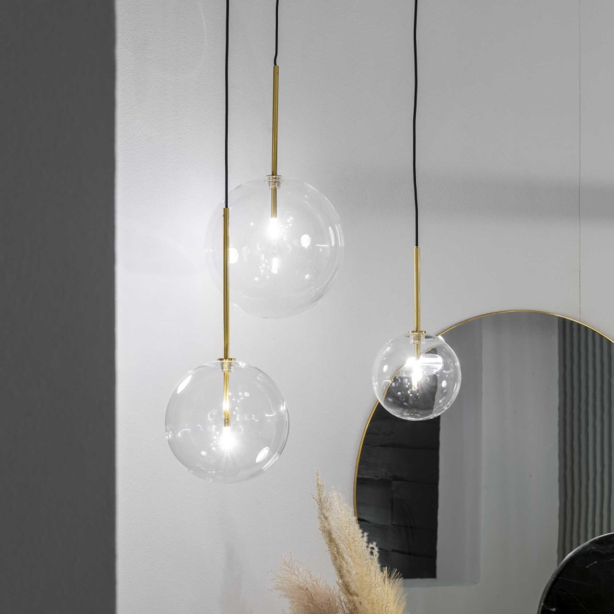 Ideal Lux - LED Luster na lanku EQUINOXE 1xG4/2W/230V pr. 15 cm mosadz/číra