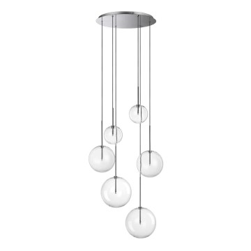 Ideal Lux - LED Luster na lanku EQUINOXE 6xG4/2W/230V pr. 65 cm lesklý chróm/číra