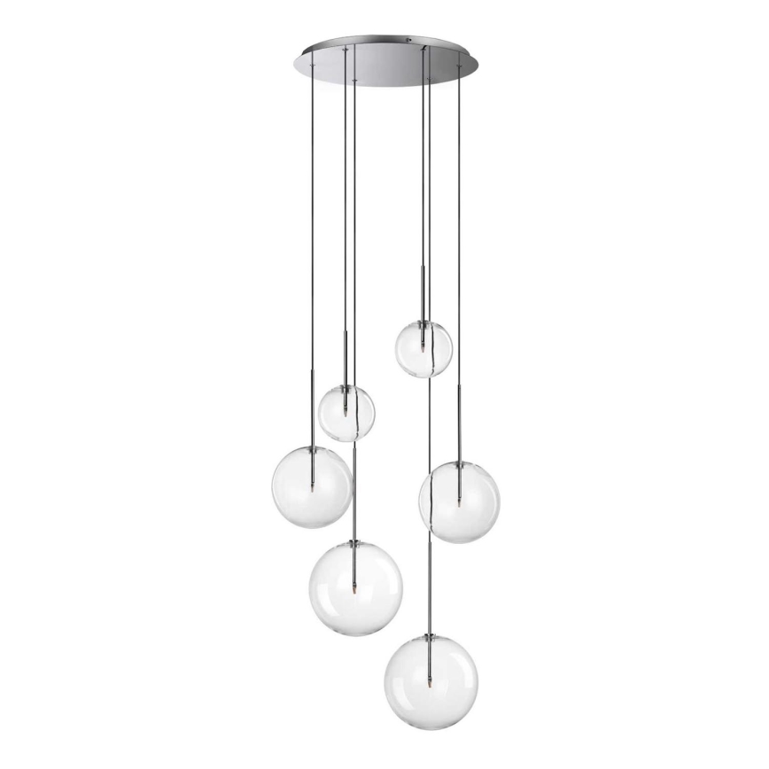 Ideal Lux - LED Luster na lanku EQUINOXE 6xG4/2W/230V pr. 65 cm lesklý chróm/číra