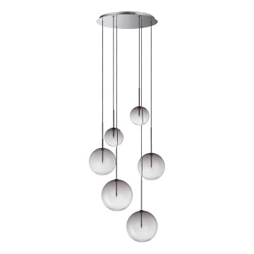 Ideal Lux - LED Luster na lanku EQUINOXE 6xG4/2W/230V pr. 65 cm lesklý chróm/dymová