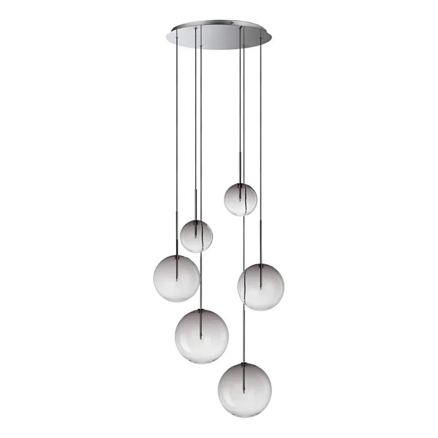 Ideal Lux - LED Luster na lanku EQUINOXE 6xG4/2W/230V pr. 65 cm lesklý chróm/dymová