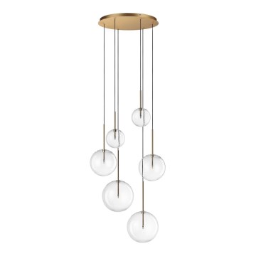 Ideal Lux - LED Luster na lanku EQUINOXE 6xG4/2W/230V pr. 65 cm mosadz/číra