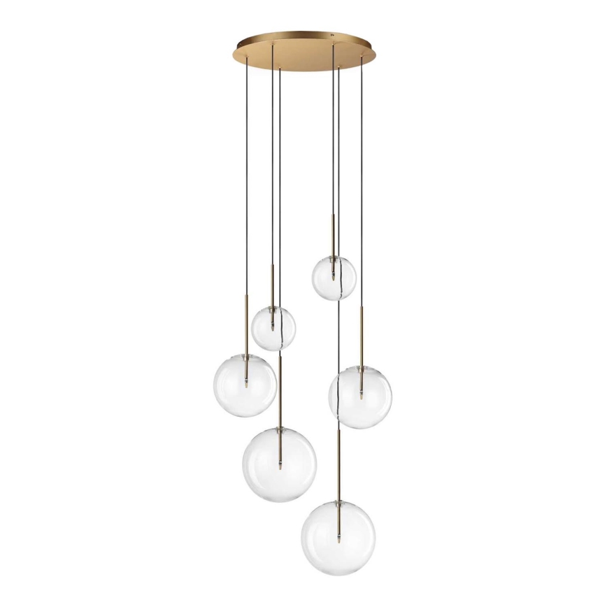 Ideal Lux - LED Luster na lanku EQUINOXE 6xG4/2W/230V pr. 65 cm mosadz/číra